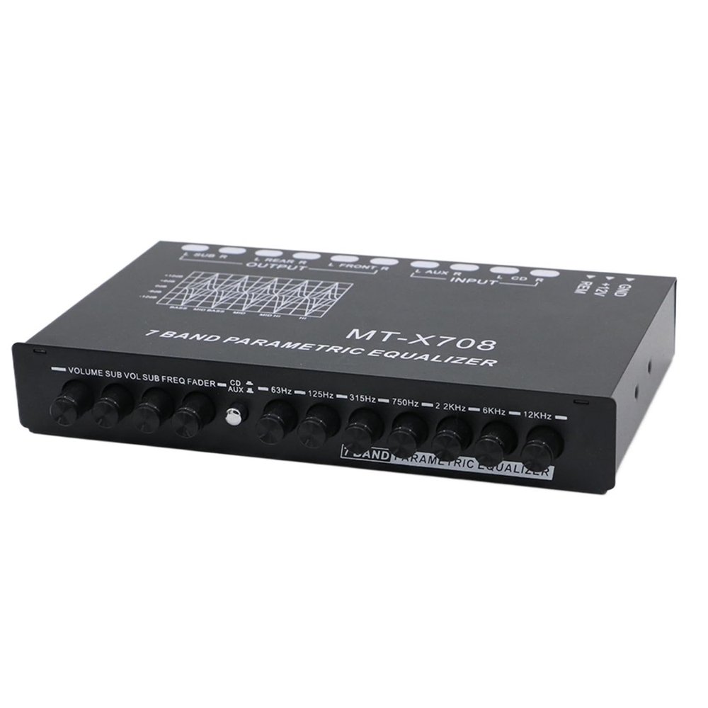 7 Band Equalizer Car Audio 12V with CD for AUX Input Select Switch EQ Tuning Crossover Amplifier Parametric