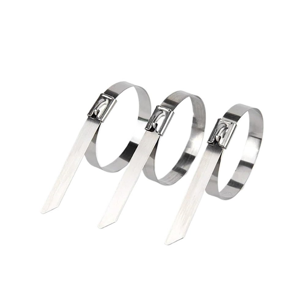 10 20 50 100 Pcs 4.6mm 0.18 inch Ball self Locking 304 Stainless Steel Cable Ties Exhaust Wrap Coated Locking Metal Zip-Exhaust(20PCS,4.6x300mm)