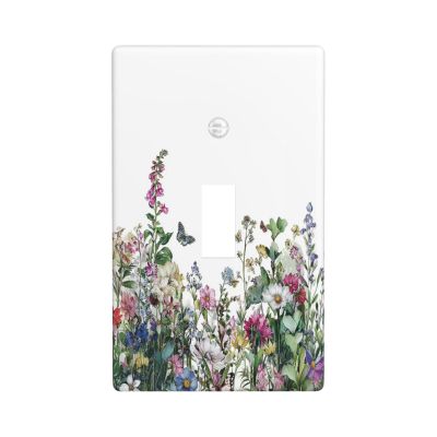 Butterflies Dancing Among Flowers Pattern Single Toggle Wall Plate Switch Decorative Panel Electrical Socket Plate Suitable For Bathroom Kitchen Living Room Bedroom