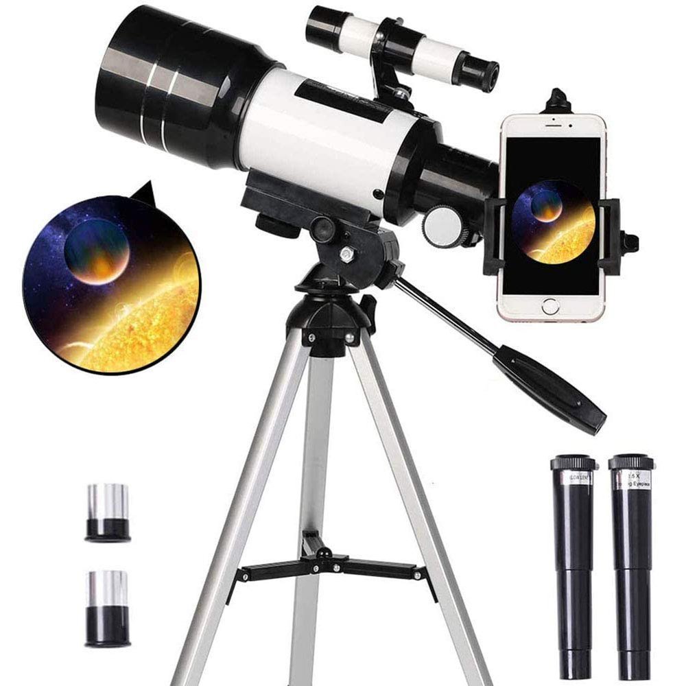 Portable Travel Telescope for Adults Beginners,70mm Astronomical Refractor Telescope Monocular Telescope with Tripod & Phone Holder Double The Comfort