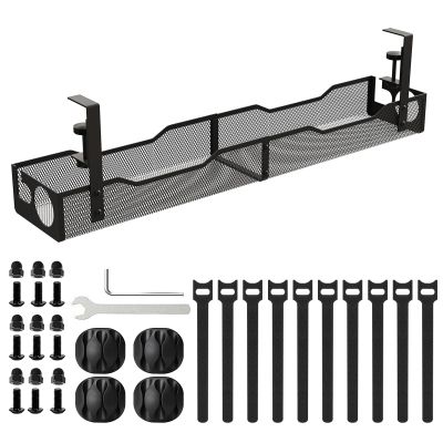 AOOTOOSPORT Under Desk Cable Management 26 inches Metal Cord Organizer No Drill Wire Management and Cord Organizer for Home Office Standing Desk