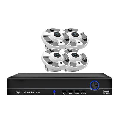 8MP H.265+ 10CH 180 Panoramic Security Camera System 4K PoE NVR Set IP Cam Waterproof Night Vision CCTV Video Surveillance Kit(4PCS,4 PCS Camera KIT_US Plug)
