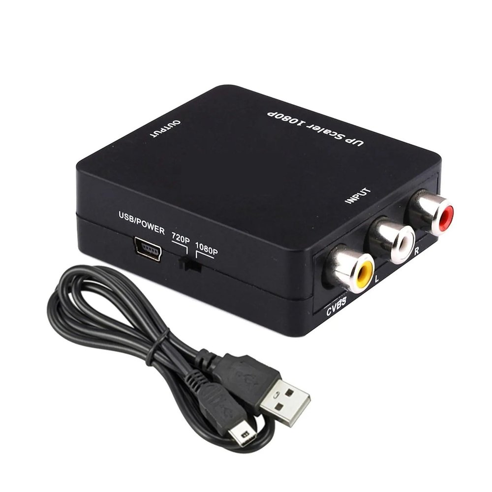 Monitor Conversion Cable HD 1080P RCA AV to HDMI Converter Video Audio Adapter for VCR DVD to TV with USB Cable Mini AV to HDMI RCA Composite CVBS Display Conversion Line(AV to HDMI)