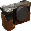 A7C II Case, PU Leather Camera Bag Bottom Opening Half Body Case Cover Shell for Sony Alpha A7C II with Hand Wrist Strap (Coffee) view 2