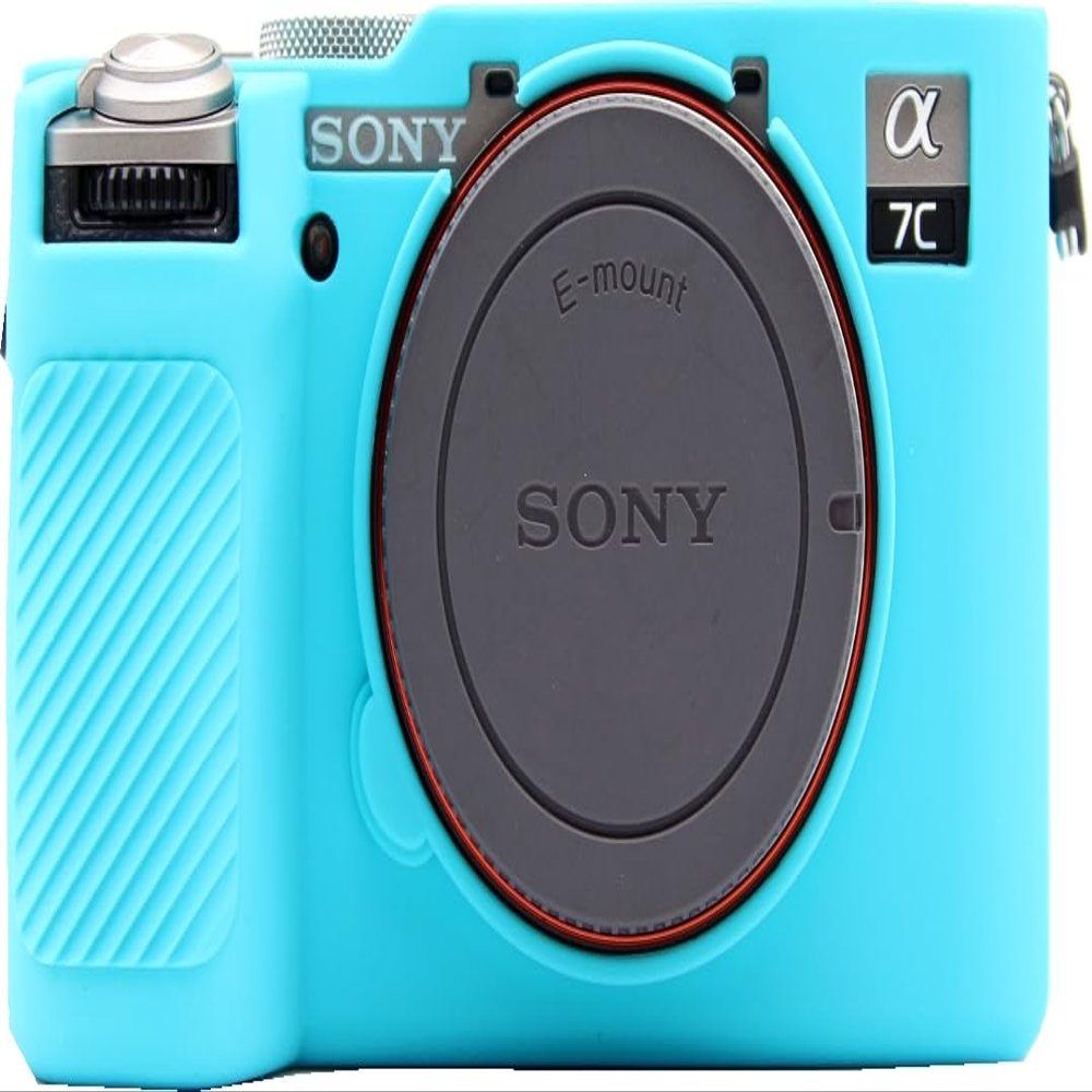 A7C II Camera Case, Premium Fullbody Flat Silicone Soft Case Protective Cover Camera Shell for Sony Alpha A7C II (Blue)