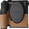A7C II Case, PU Sanding Leather Camera Bag Bottom Opening Half Body Case Cover Shell for Sony Alpha A7C II with Hand Wrist Strap (Brown) view 1