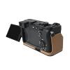 A7C II Case, PU Sanding Leather Camera Bag Bottom Opening Half Body Case Cover Shell for Sony Alpha A7C II with Hand Wrist Strap (Brown) view 3
