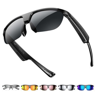 Domars Smart Glasses with Camera & AI Translator (144 Languages), Bluetooth 5.0 Open-Ear Glasses with Speakers, ENC Noise Cancelling, IPX5 Smart Sunglasses for Men/Women, Cycling Running Travel