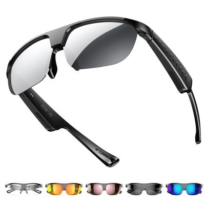 Domars Smart Glasses with Camera & AI Translator (144 Languages), Bluetooth 5.0 Open-Ear Glasses with Speakers, ENC Noise Cancelling, IPX5 Smart Sunglasses for Men/Women, for Cycling Running Travel