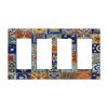Mexican Style Mosaic Tiles Pattern Quad Rocker Wall Plate Switch Decorative Panel Electrical Socket Plate Suitable For Bathroom Kitchen Living Room Bedroom view 1