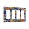 Mexican Style Mosaic Tiles Pattern Quad Rocker Wall Plate Switch Decorative Panel Electrical Socket Plate Suitable For Bathroom Kitchen Living Room Bedroom view 2