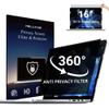 Halloive 4-Way Laptop Privacy Screen Shield 16 Inch 16:10 Aspect, Removable 360 Privacy Filter Screen Protector for 16 Inch Laptop Computer, Anti Glare Blue Light Slide Mount Tabs Cover view 1