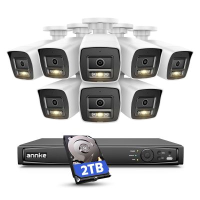 ANNKE H1200 12MP PoE Security Camera System, 12 MP 8CH NVR with 2TB HDD, 8pcs 12 Megapixel PoE Camera with Spotlight Color Night Vision, AI Motion Detection, IP67 Waterproof, RTSP
