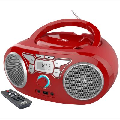Portable CD Player Boombox with Bluetooth, FM Radio, USB Input, 3.5mm AUX and Headphone Jack, Clear Stereo Sound