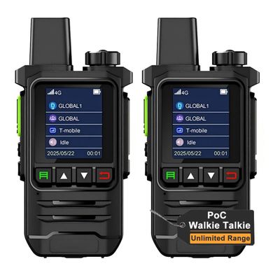 Global Walkie Talkie Network 4G Two Way Radio Unlimited Range Nationwide Long Range Handheld Rechargeable PoC Radio Waterproof with Flashlight for Security (GPS 2PCS Without Sim Card)