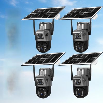 HOAYVKJ Solar Security Camera Outdoor Wireless WiFi-6MP HD, Color Night Vision,10X Zoom,AI Motion Detection,Two-Way Audio,Waterproof IP66,64GB SD/Cloud Storage,7.5W Solar Panel(4pack)