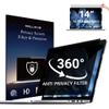 4-Way Laptop Privacy Screen Shield 14 Inch 16:10 Aspect, Removable 360 Privacy Filter Screen Protector for 14 Inch Laptop Computer, Anti Glare Blue Light Slide Mount Tabs Cover view 1
