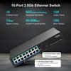 16 Port 2.5Gb Ethernet Switch Unmanaged, NICGIGA 16 Port 2.5G Network Switch, Plug & Play, Desktop or 19-inch Rack Mount, Fanless Metal Design. view 2