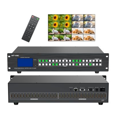 4K HDMI Matrix 16x16 w/Web & AUX Audio Output, MT-VIKI Matrix Switcher Support LAN/RS232/IR/APP Switch, Fit 2U Rackmount Rack (16 in 16 Out)