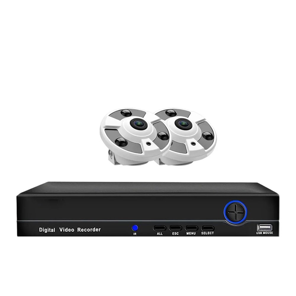 8MP H.265+ 10CH 180 Panoramic Security Camera System 4K PoE NVR Set IP Cam Waterproof Night Vision CCTV Video Surveillance Kit(3T(),2 PCS Camera KIT_NO Card)