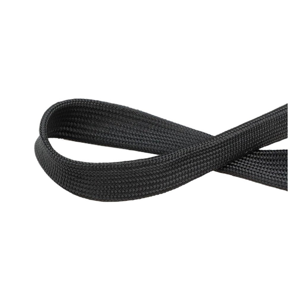 1~20m New Cable Sleeve Nylon Braided Insulated Tight High Density Polyamide Expandable Sheath Wire Protection Army Green/Black(Black,FLATTEN WIDTH 2.5MM_8 METERS)