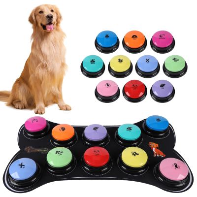 Dog Buttons for Communication 10 Dog Talking Buttons Starter Set 30S HD Recordable Training Buttons with Waterproof Anti-Slip Mat + 50 Scene Stickers