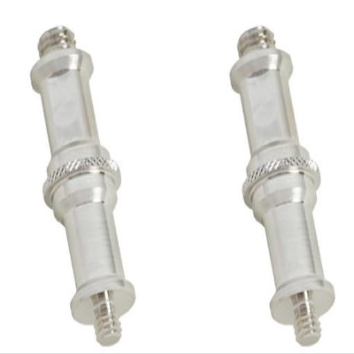 AFEFT 2 Pieces Standard 1/4 3/8 64MM Metal Male Convertor Threaded Screw Adapter Spigot Stud for Studio Light Stand