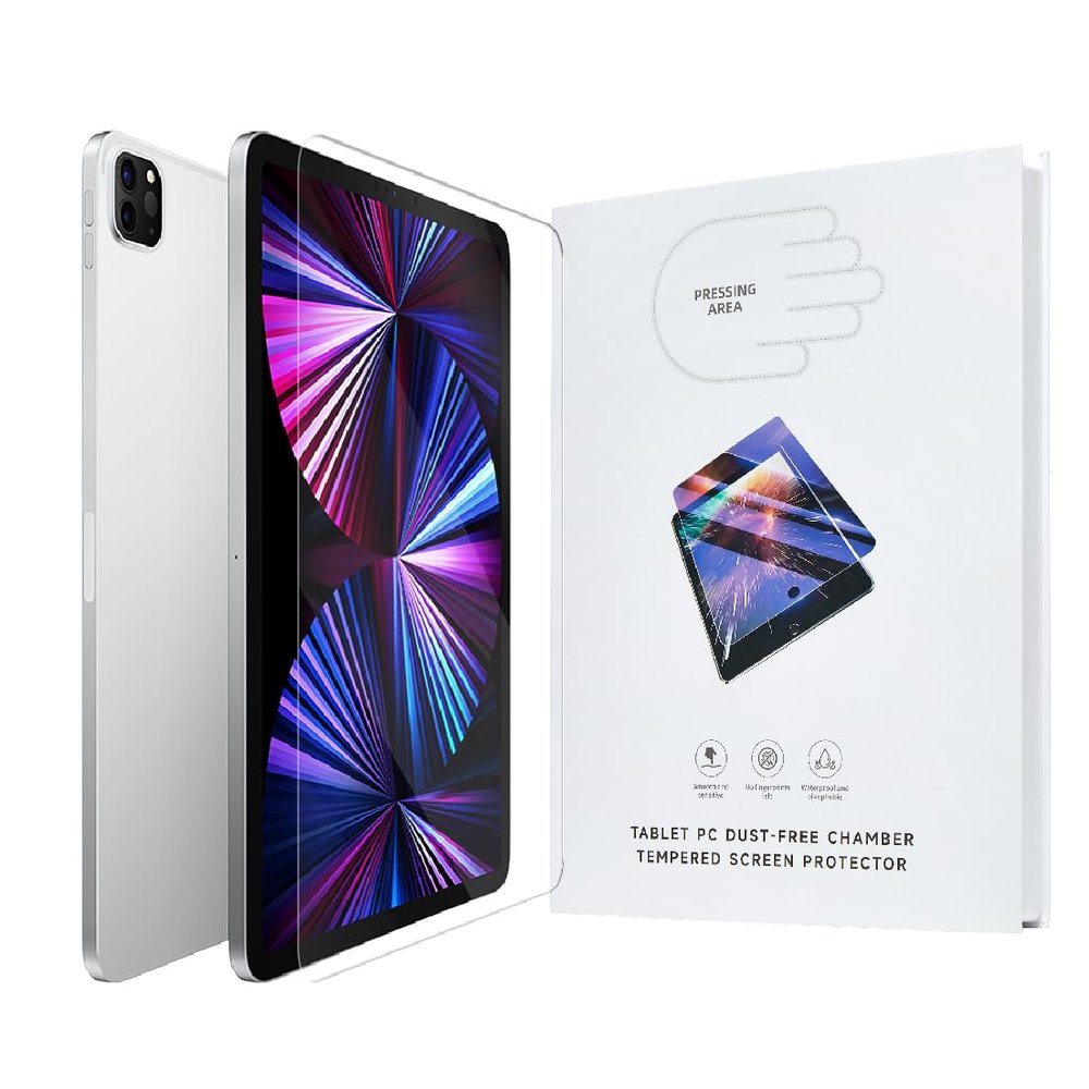 [1.5 Pack] 1 and 0.5 Pack Moth eye Screen Protector Compatible with iPad Pro 12.9 Inch(3rd/4th/5th/6th), 9H Tempered Glass Film with Ultra Fit Tray, Apple Pencil Support, Scratch Resistant, Anti-Reflective,Anti-Glare,Touch Like Silk, Tempered Glass