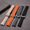 20/21/22mm Universal Quick Release FKM Rubber Folding Buckle Watch Strap Fit For Cartier Tank Santos/Omega/Swatch/Rolex(Khaki With Buckle,22mm) view 2