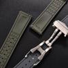20/21/22mm Universal Quick Release FKM Rubber Folding Buckle Watch Strap Fit For Cartier Tank Santos/Omega/Swatch/Rolex(Khaki With Buckle,22mm) view 3