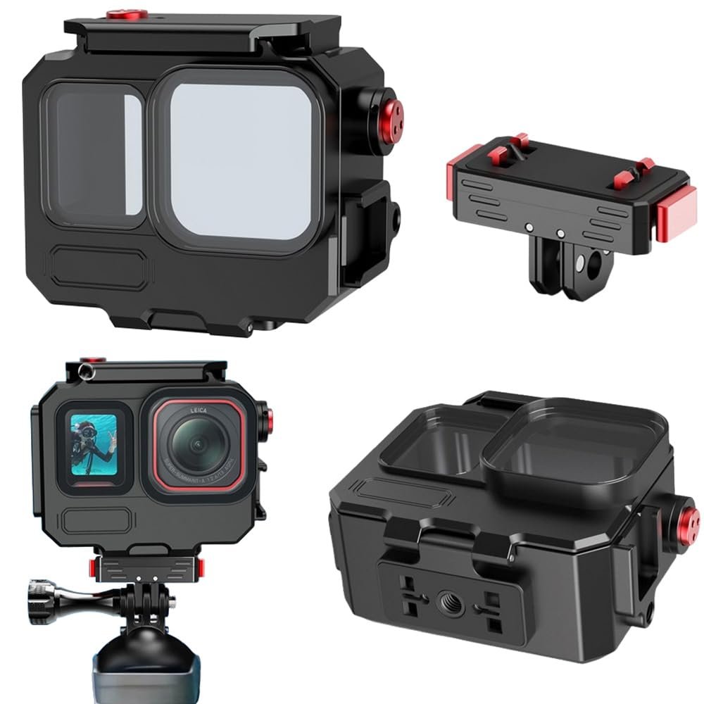 XYYORITRIX Waterproof Case for Insta360 Ace Pro 2/Ace Pro Aluminum Alloy Diving Case Waterproof to 80M with Cold Shoe Slot and 1/4-inch Screw Hole Includes Quick-Release Bracket Accessory