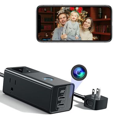 MINICATCHER Charger Camera HD 1080P WiFi Power Strip Nanny Cam with Video and Motion Detection Outlet Cameras for Home Security Indoor/Outdoor