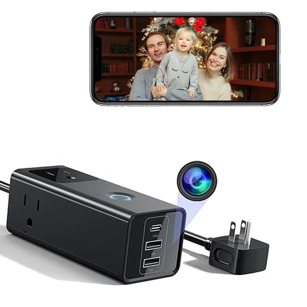 MINICATCHER Charger Camera HD 1080P WiFi Power Strip Nanny Cam with Video and Motion Detection Outlet Cameras for Home Security Indoor/Outdoor