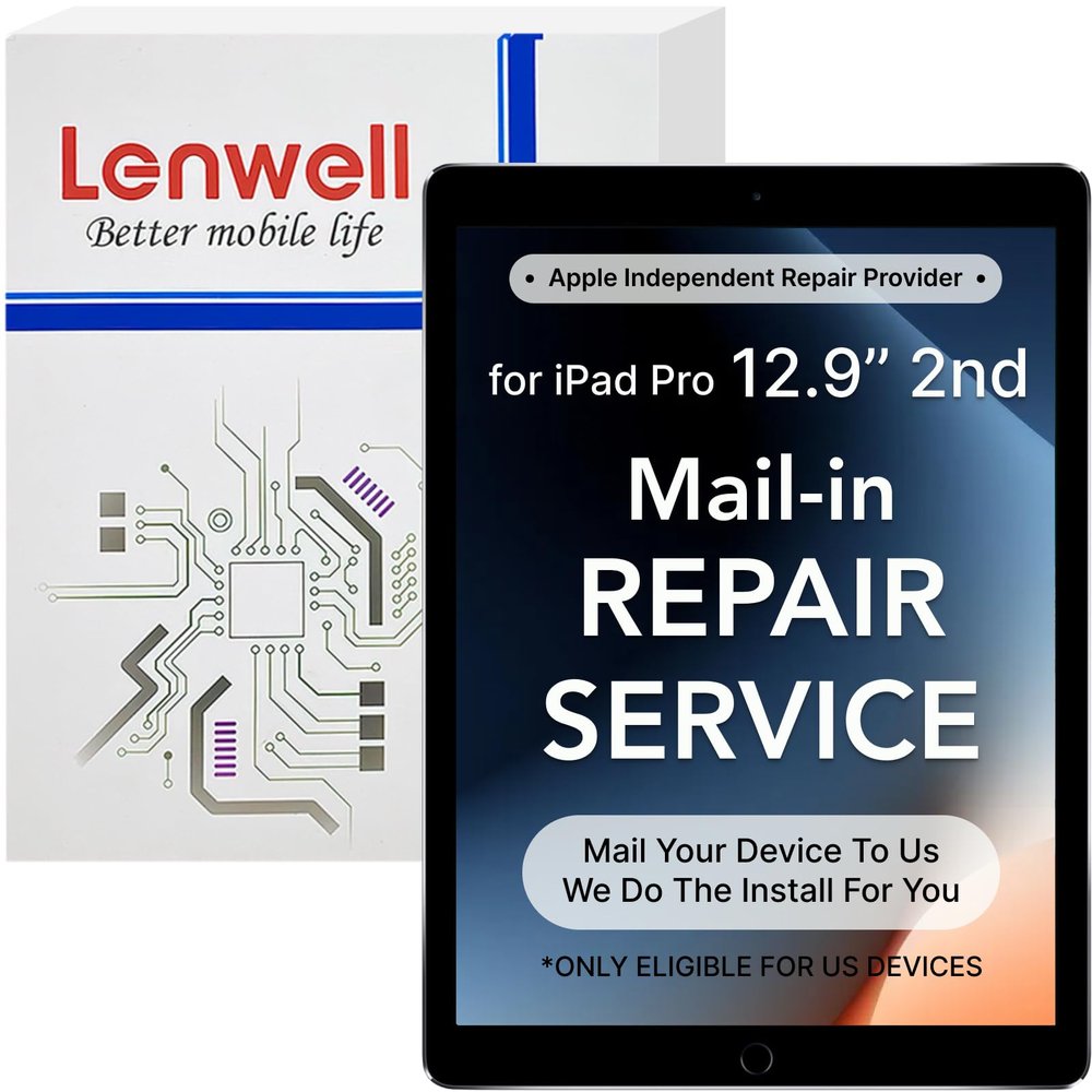 Lenwell Mail-in Repair Service with Original OEM Pull Screen Replacement for iPad Pro 12.9 2nd Gen 2017 12.9'' LCD Display Digitizer Touch Glass Full Assembly A1670 A1671 A1821 (no Screen Tools)