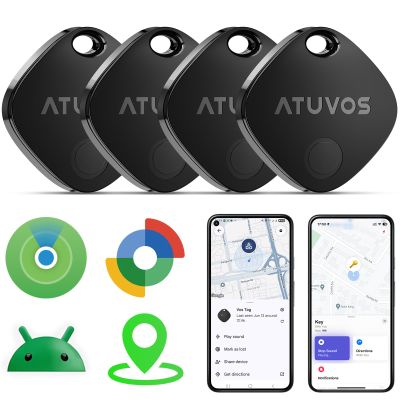 ATUVOS 2026 New Dual System Air Tracker Tags-4 Pack, Compatible with Apple Find My (iOS) & Google Find Hub (Android) [Not for Huawei], Bluetooth Tracker Smart Tag for Keys, Luggage, Backpack, Suitcase