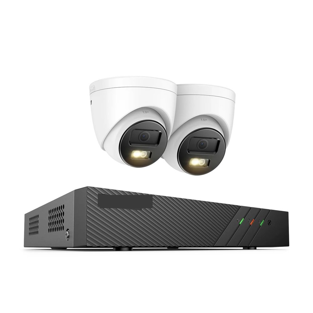 H500 5MP H.265+ Super HD POE Network Video Security System 4pcs Waterprof Outdoor POE IP Cameras 2.8mm Dome PoE Camera Kit(4T,Pink)