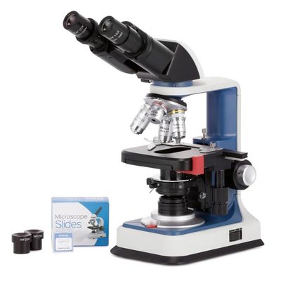 40X-2500X USB-C Rechargeable Student Binocular Compound Microscope W/3D Two-Layer Mechanical Stage, Achromatic Objective(B120C-R-50P100S)