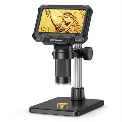 Digital Microscope with 4.3inch IPS Screen 1600X Coin Mirroscope with Lights 1920P HD Video Microscope(Without Lights)
