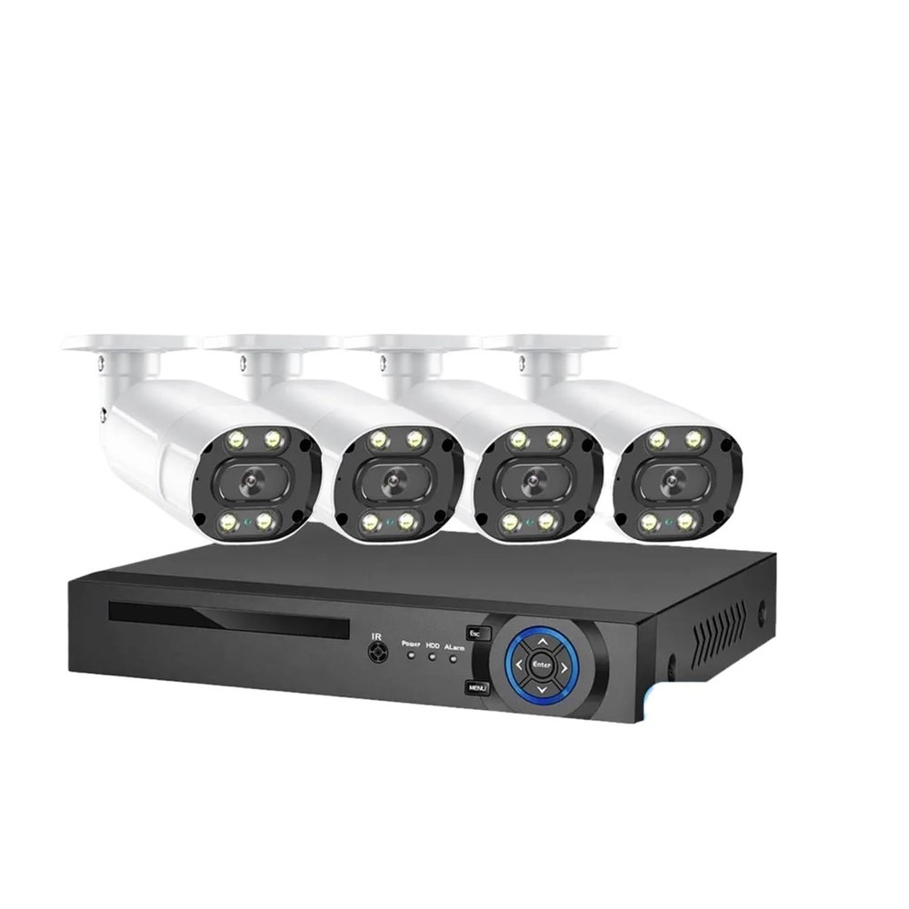 8MP 8CH AHD DVR Ourdoor Weatherproof Color Night Motion Detection Security Camera 4K CCTV Video Surveillance System Kits(4PCS,8MP 8CH DVR 4 Camera_UK Plug)