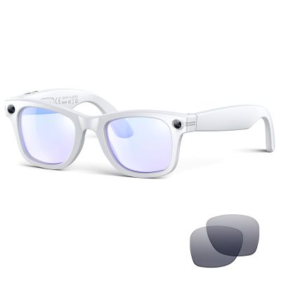 AI Smart Glasses for Men Women with Camera,8MP 2K HD Camera Glasses,AI Voice Control and Translation,Smart Anti-Blue Light Glasses with Bluetooth Call,IP67 Waterproof for Driving,Outdoor,+2 Lenses.