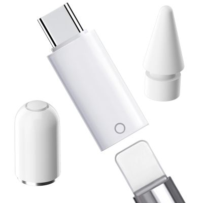 BDJXCUSA 3 Pack USB C to Pencil Charger Adapter for Apple Pencil 1st Generation,USB C Male to for Lightning Female Bluetooth Pair Connector for iPad A16 11th,10th,Top Cap,Pen Tip for iPencil 1 Gen