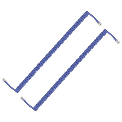 PATIKIL 2 Pack Phone Cord for Landline, 13.1 Feet(Coiled 1.96 Feet) RJ9/RJ10 4P4C Landline Handset Cord Universal Telephone Phone Cable for Telephone Handset Accessory, Blue
