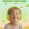 ADOOPE Wired Kids Headphones with USB C Plug, 85dB Safe Volume, Adjustable Headband, Tangle-Free Cord Headphones for School, Tablet, Travel (Lime Green & Orange, Without Microphone) view 2