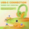 ADOOPE Wired Kids Headphones with USB C Plug, 85dB Safe Volume, Adjustable Headband, Tangle-Free Cord Headphones for School, Tablet, Travel (Lime Green & Orange, Without Microphone) view 4