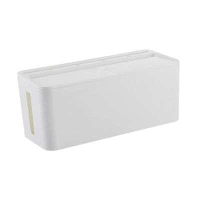 Cable Management Box Organizer with Phone Holder, Portable Cord Cover Case for Loose Wires and Messy Cables, Desktop Protector 12.6x5.31x4.92 inch- White