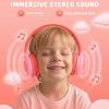 ADOOPE Wired Kids Headphones with USB C Plug, 85dB Safe Volume, Adjustable Headband, Tangle-Free Cord Headphones for School, Tablet, Travel (Coral Red & Soft Peach, Without Microphone) view 3
