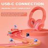 ADOOPE Wired Kids Headphones with USB C Plug, 85dB Safe Volume, Adjustable Headband, Tangle-Free Cord Headphones for School, Tablet, Travel (Coral Red & Soft Peach, Without Microphone) view 4