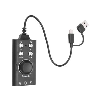 XUMIUZIY USB Sound Card, External Stereo Sound Card with Volume Control & Voice Changer USB to 3.5mm Jack Audio Adapter for PC Laptop Gaming Headset Microphone