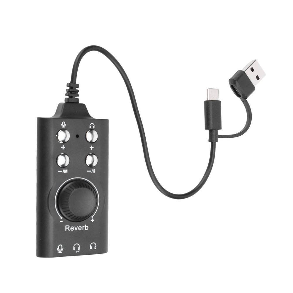 XUMIUZIY USB Sound Card, External Stereo Sound Card with Volume Control & Voice Changer USB to 3.5mm Jack Audio Adapter for PC Laptop Gaming Headset Microphone
