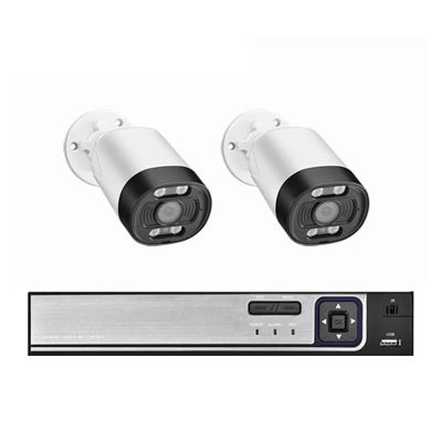 5MP CCTV Security System POE NVR Two-Way Audio Dome Camera/Face Detection Bullet Camera Video Surveillance Set(4PCS,4CH NVR and 2Cameras)